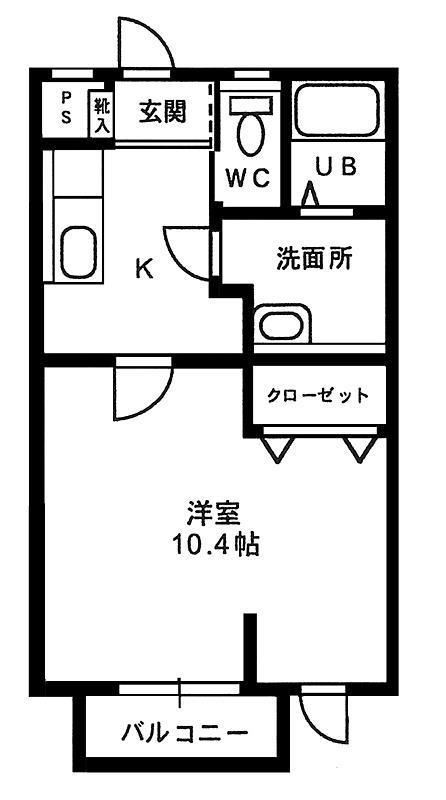 Mヒルズ(1K/1階)の間取り写真