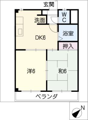 メゾン南富士松(2DK/3階)の間取り写真