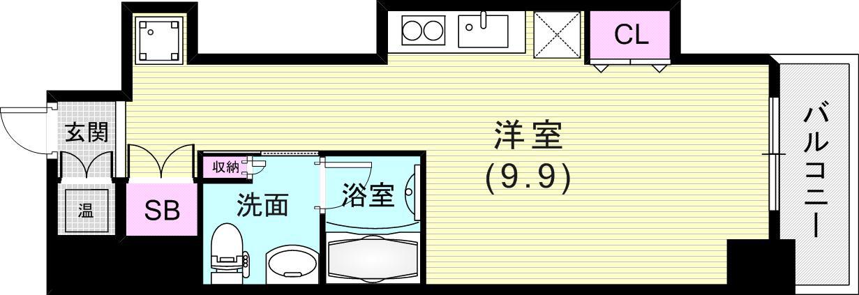 レジディア神戸磯上(ワンルーム/13階)の間取り写真