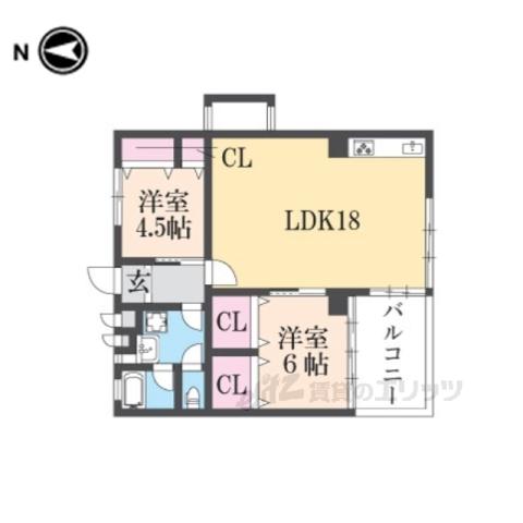 イースト33神宮前(2LDK/4階)の間取り写真