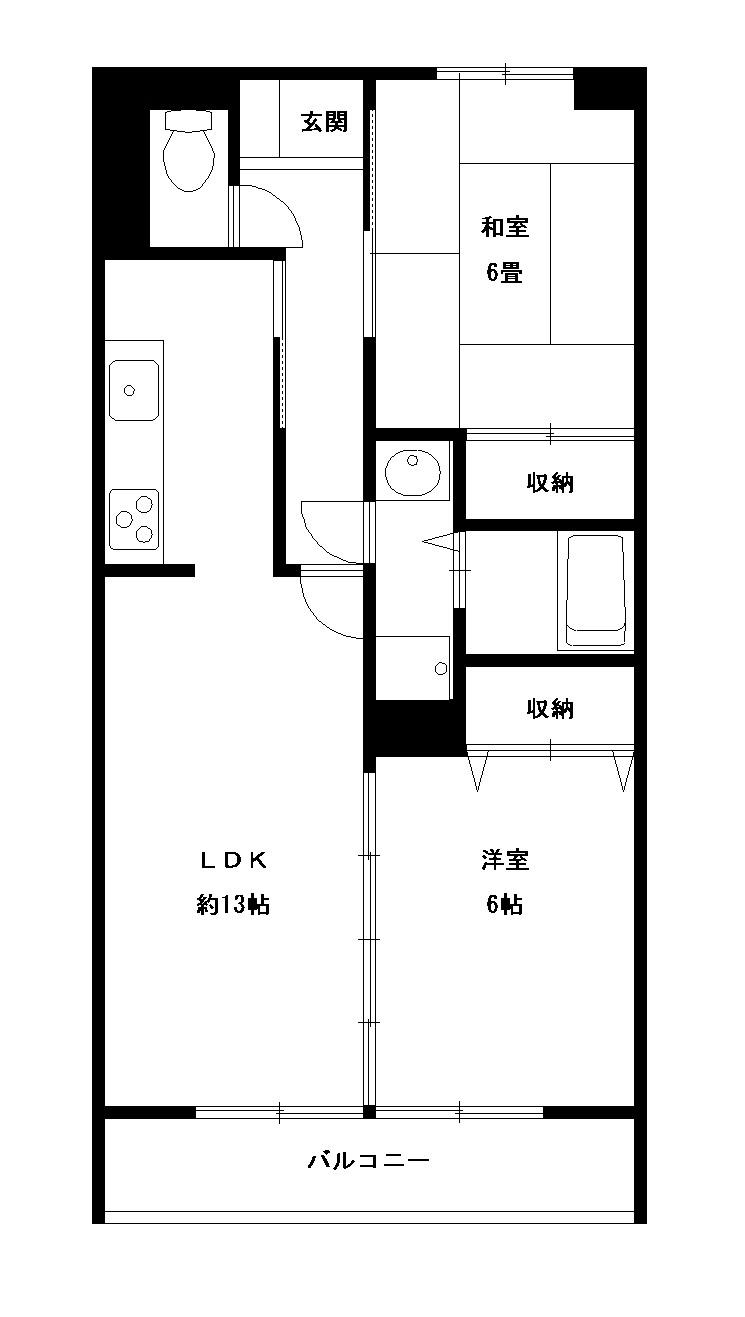 ロイヤルヒルズ老野森(2LDK/3階)の間取り写真