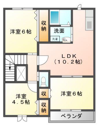 サンフィールドA・B(3LDK/2階)の間取り写真