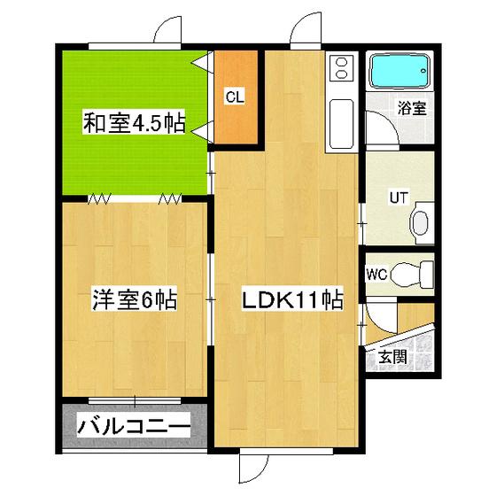 グランデ・マユ(2LDK/3階)の間取り写真