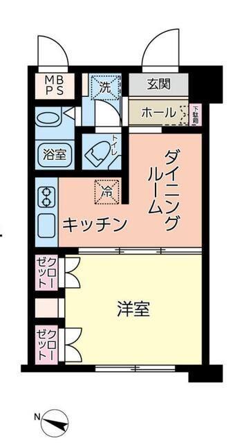 ウィンベルデュエット千葉寺町(1DK/4階)の間取り写真