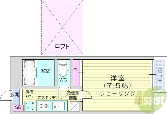 ウィンミルNO6(1K/2階)の間取り写真