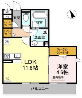 M&Mルコネッサンス(1LDK/1階)の間取り写真