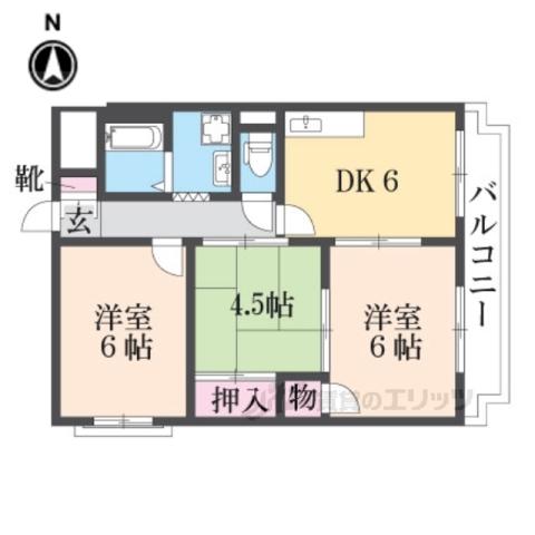 カルム東大阪(3DK/2階)の間取り写真