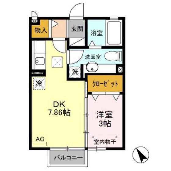 ニュービラーズ(1DK/1階)の間取り写真
