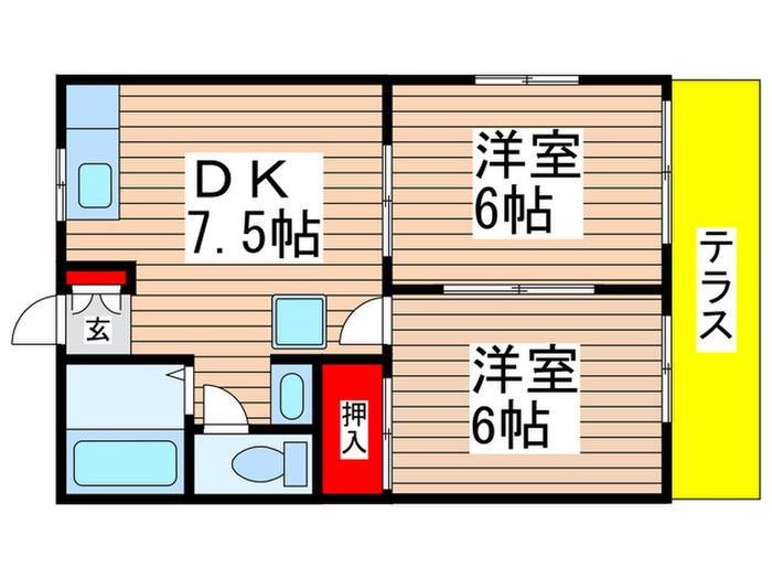 パウゼ幕張II(2DK/1階)の間取り写真