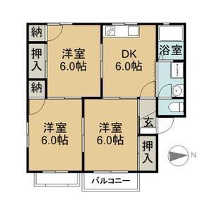 メゾンドール(3DK/2階)の間取り写真