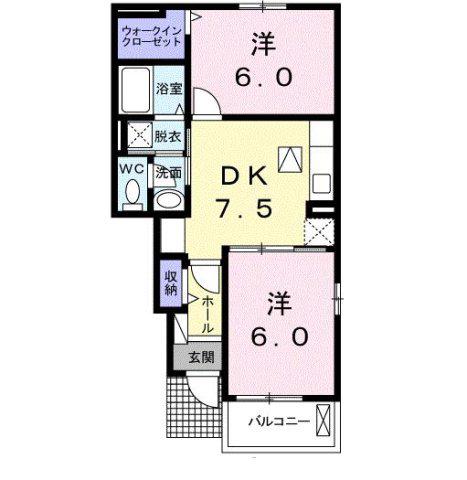 ワイズ・コートIII(2DK/1階)の間取り写真