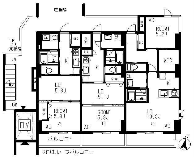 コスモ和光12(1LDK/5階)の間取り写真