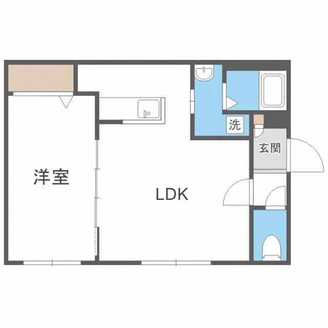 RJ ノース23 アールジェイノース23(1LDK/2階)の間取り写真