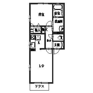 メゾンアークC(1LDK/1階)の間取り写真