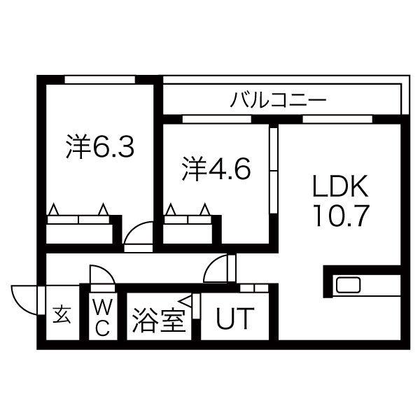 グランシャリオ(2LDK/3階)の間取り写真