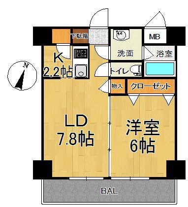 レガーロけやき通(1LDK/8階)の間取り写真