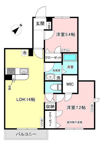 ヴァンベール百合丘(2LDK/1階)の間取り写真