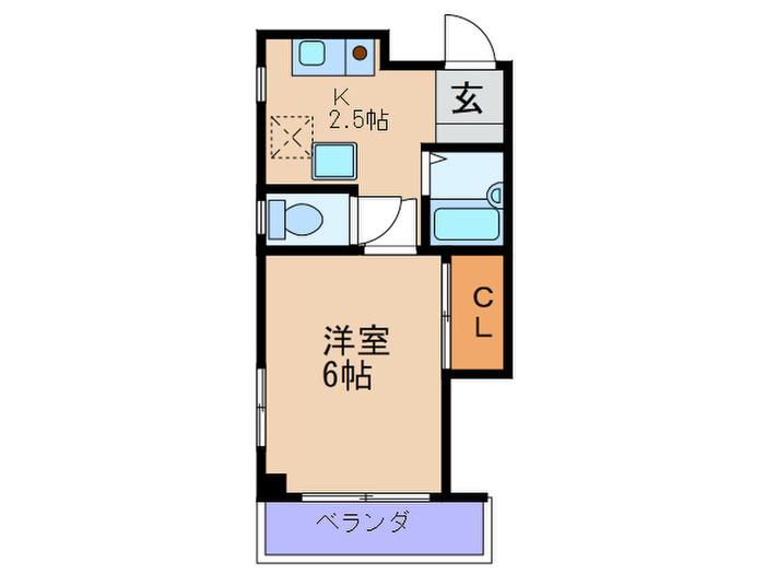 ブロッサム春日出(1K/2階)の間取り写真