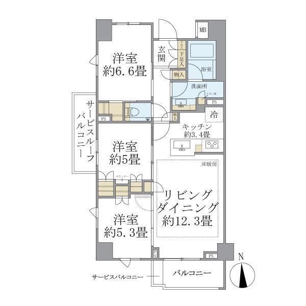 BRILLIA久が原(3LDK/4階)の間取り写真