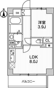ルネサンスコート東新宿(1LDK/7階)の間取り写真