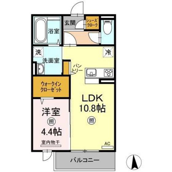 メゾンドソレイユ(1LDK/2階)の間取り写真