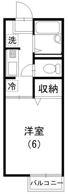 ヴィラ本厚木(1K/1階)の間取り写真