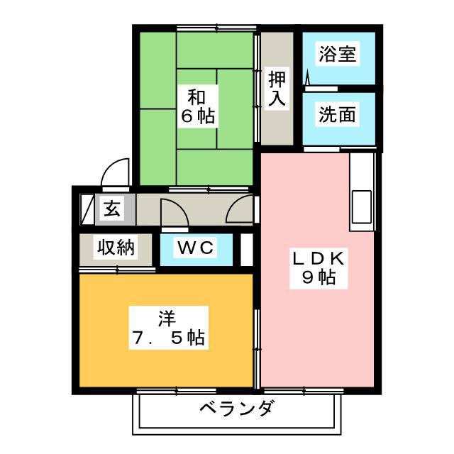 ドミール西平A(2LDK/1階)の間取り写真