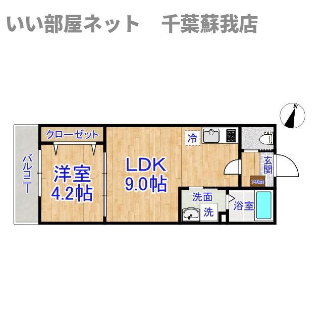 SOLARE本千葉(1LDK/2階)の間取り写真