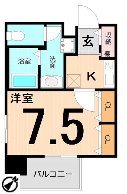 エイペックス名古屋鶴舞公園前(1K/2階)の間取り写真
