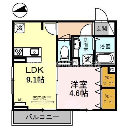 ヴェルデール・ヴィラ(1LDK/1階)の間取り写真