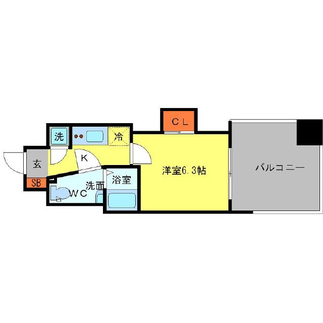 SERENITE本町エコート(1K/12階)の間取り写真