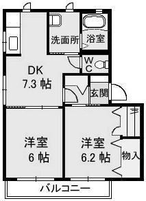 ディアスつゞみ(2DK/1階)の間取り写真