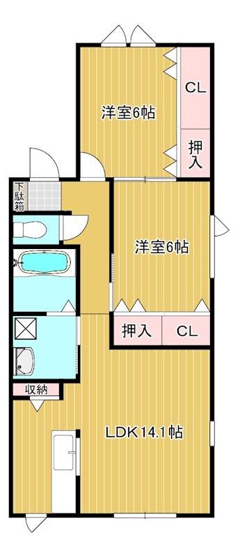 ハイツカノン(2LDK/1階)の間取り写真