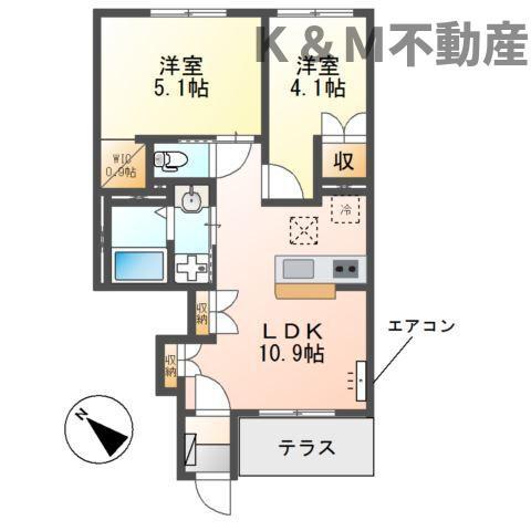 ルナ クレセンテIILUNA CRESCENTEII(2LDK/1階)の間取り写真