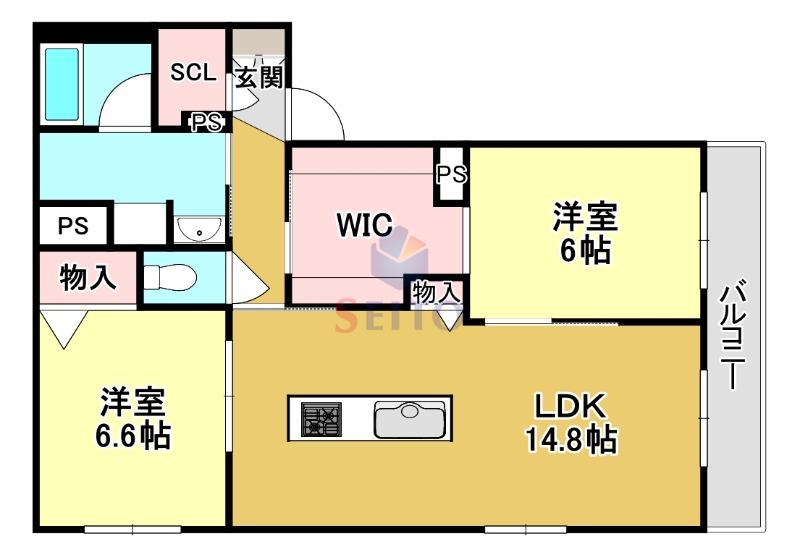 シャーメゾンミーサ(2LDK/3階)の間取り写真
