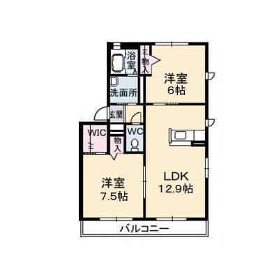 BINARE(2LDK/1階)の間取り写真