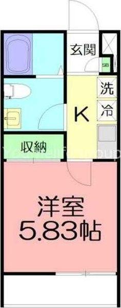 DEN三郷中央(1K/1階)の間取り写真
