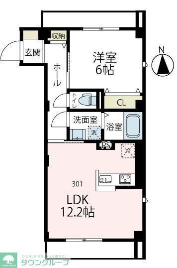 ベアレステ川崎(1LDK/3階)の間取り写真