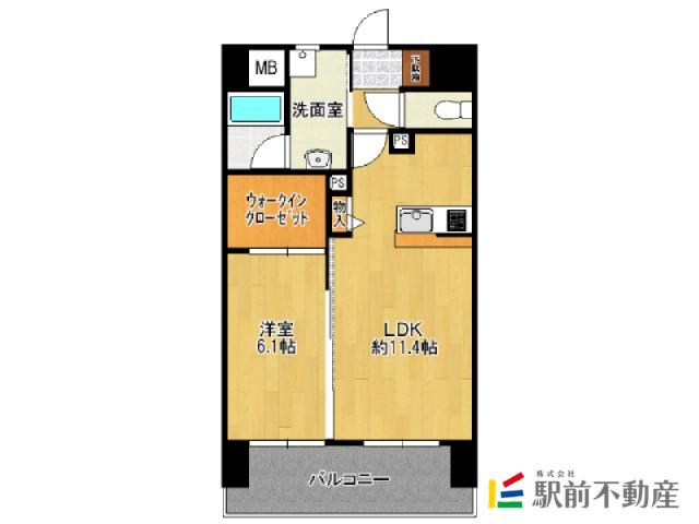 フェリス久留米シティ(1LDK/7階)の間取り写真