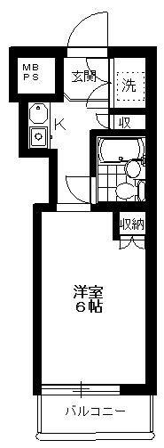 鶴間FLATS(1K/4階)の間取り写真