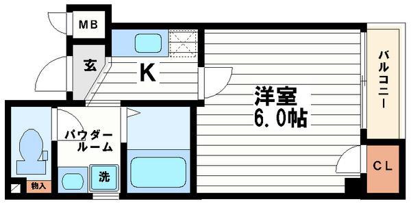 ベルメゾン本町マンション(1K/2階)の間取り写真
