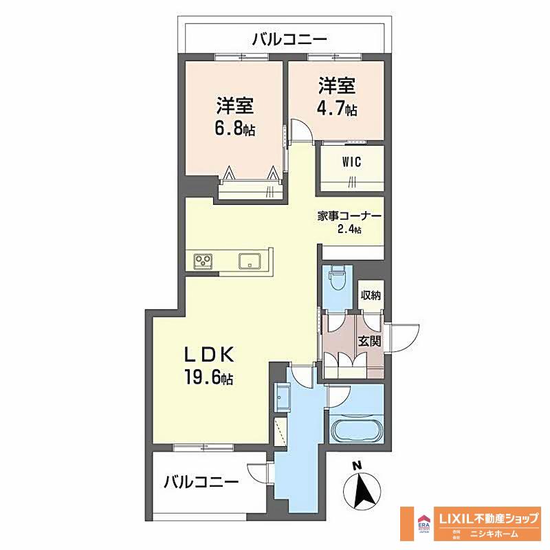 ベレオ安宅(2LDK/2階)の間取り写真
