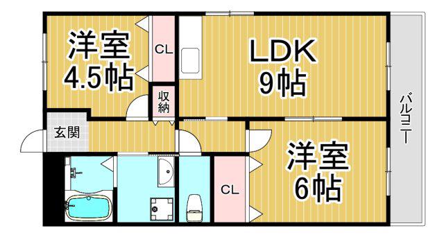 タカソウハイツ河原(2LDK/1階)の間取り写真