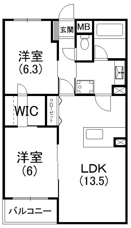 カーサブリランテ(2LDK/3階)の間取り写真