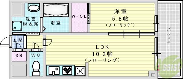 グランカーサ新大阪サウス(1LDK/8階)の間取り写真