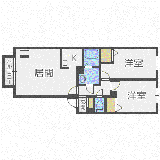 LN47(2LDK/2階)の間取り写真