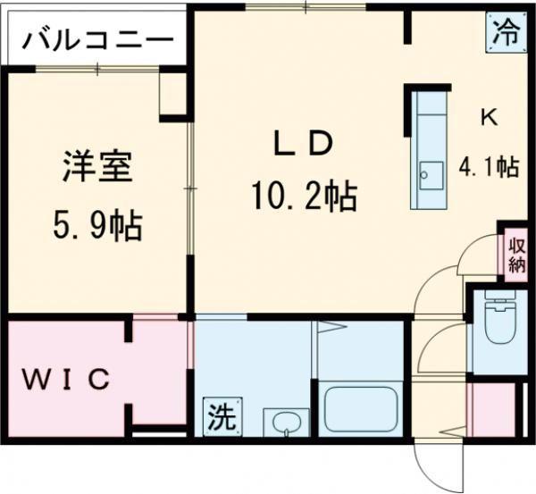 千歳市幸町3丁目MS(1LDK/4階)の間取り写真