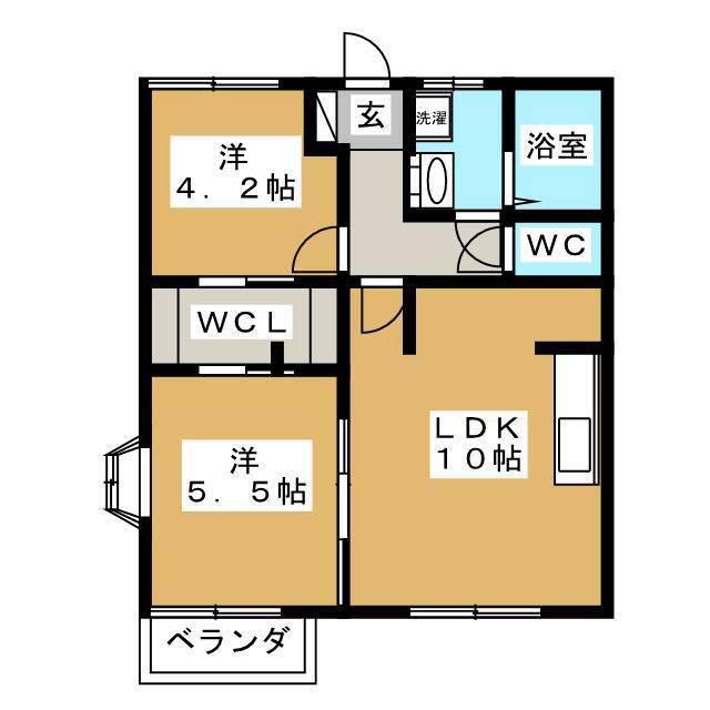 第5クレスト吉原(2LDK/1階)の間取り写真