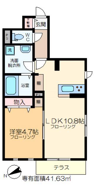 メゾン二神(1LDK/1階)の間取り写真