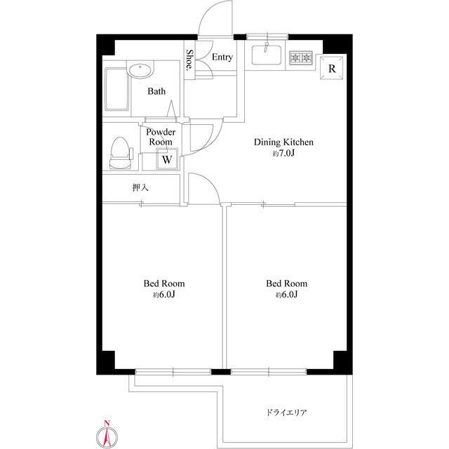 シーズ・レジデンス永福町パレス(2DK/B1階)の間取り写真